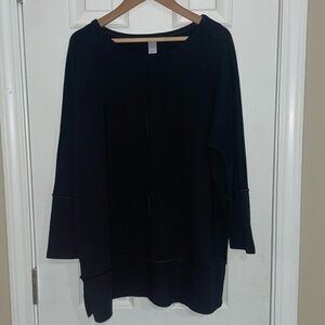 Spanx Black Oversized Perfect Length Crew Neck Sweatshirt 3/4 Sleeve Size‎ Small